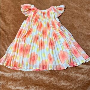 Baby GAP Girls' Pleated Floral Dress - Peach & Yellow Lined 6-12 months